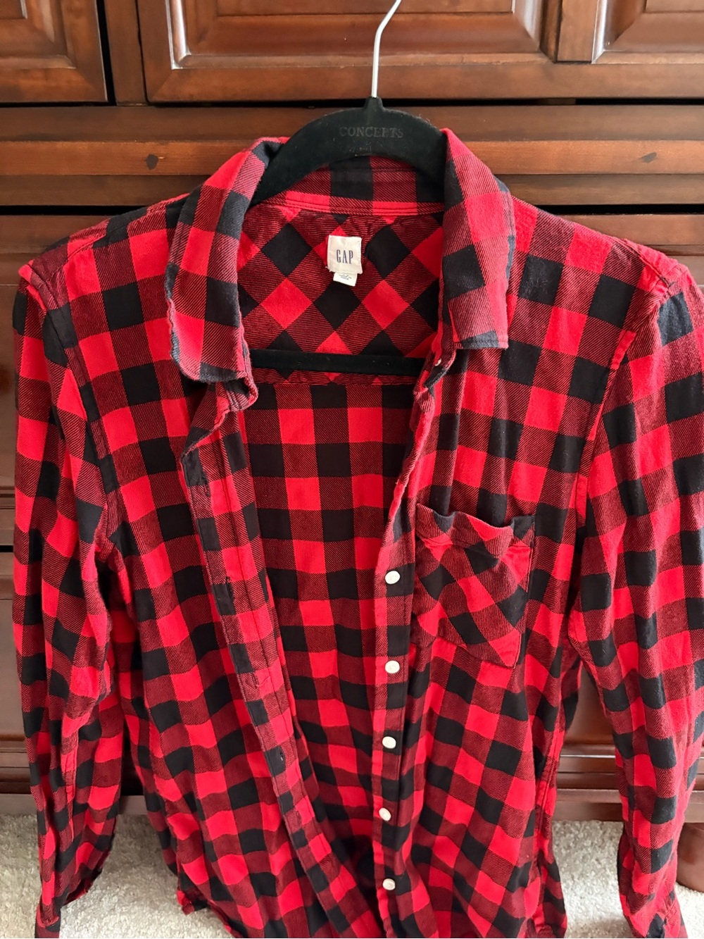 GAP Red and Black Buffalo Plaid Button-Down Shirt